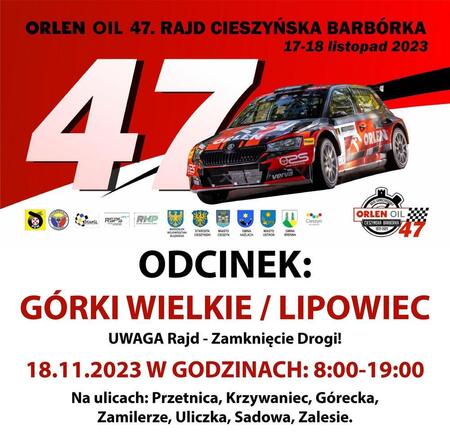 Orlen Oil 47. Rajdu Cieszyńska Barbórka (kliknięcie spowoduje powiększenie obrazu)